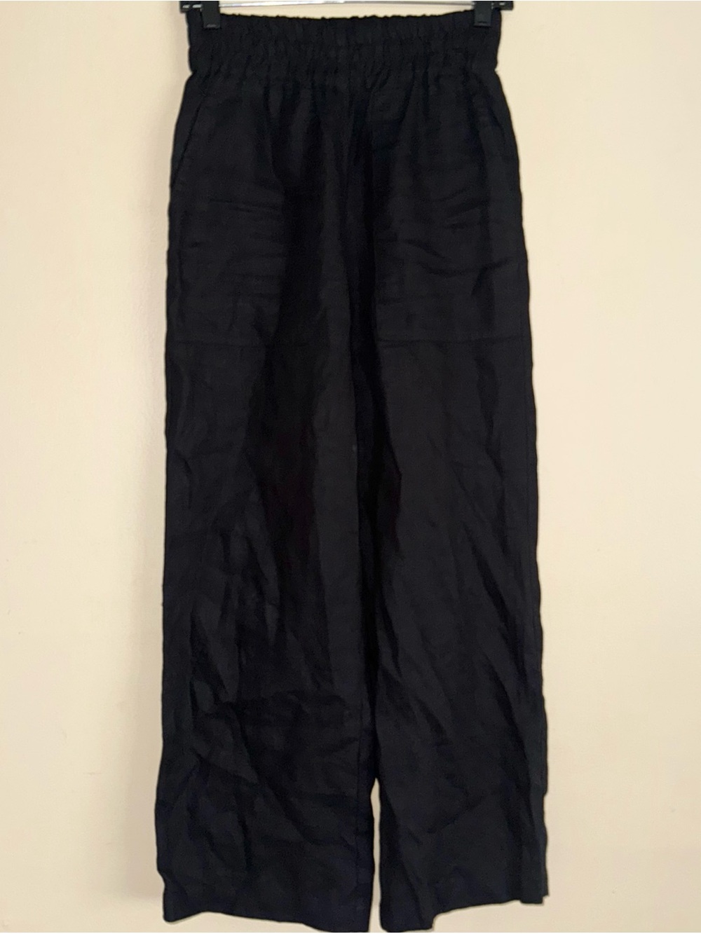 Not Perfect Linen PUGLIA straight cut cropped linen pants Black Size S/M NWOT!